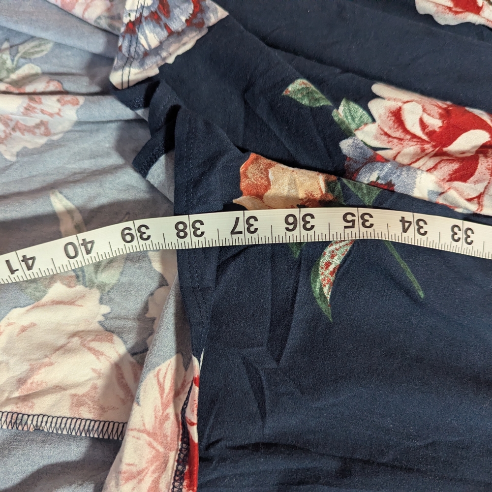 Chic Floral High-Low Dress - Navy and Peach - Picture 8 of 8